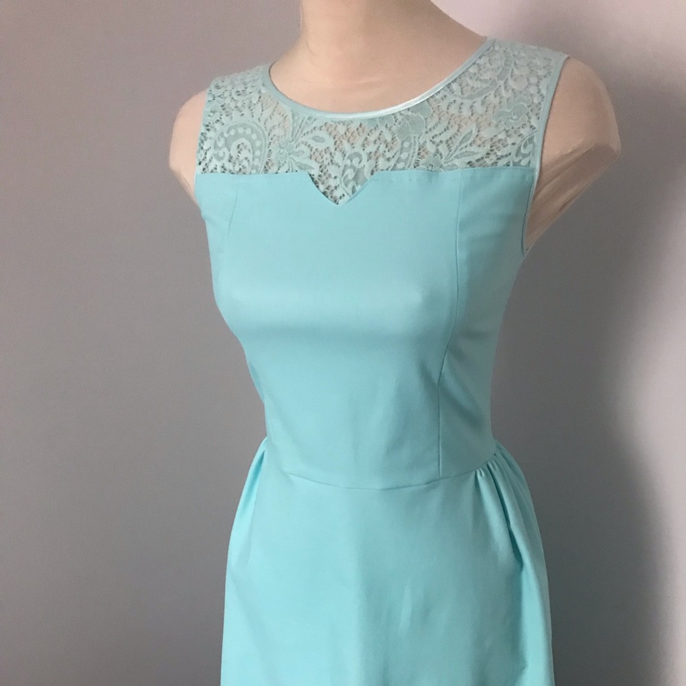 Turquoise dress made in Europe/ Hungary , unique